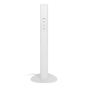 OSP Home Furnishings Power Anywhere Station Slim Metal Tower with 3 Ac Outlets and Usb Ports for Any Room White PAS311-36WH