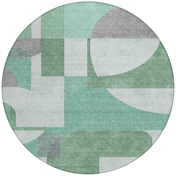 Homeroots 3' Geometric Washable Indoor Outdoor Area Rug - Stylish, Durable & Stain Resistant For Any Space Green Polyester 617910