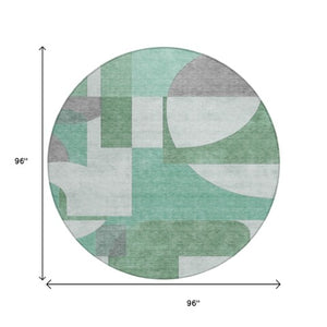 Homeroots 3' Geometric Washable Indoor Outdoor Area Rug - Stylish, Durable & Stain Resistant For Any Space Green Polyester 617910