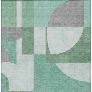 Homeroots 3' Geometric Washable Indoor Outdoor Area Rug - Stylish, Durable & Stain Resistant For Any Space Green Polyester 617912