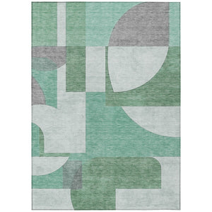 HomeRoots 5' Stylish Green Sage and Gray Geometric Indoor Outdoor Area Rug for Modern Homes and Patios 9' X 12' 617912