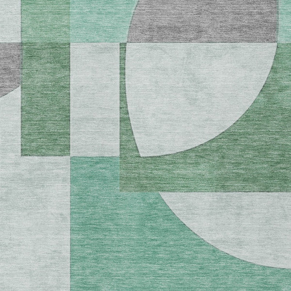 Homeroots 3' Geometric Washable Indoor Outdoor Area Rug - Stylish, Durable & Stain Resistant For Any Space Green Polyester 617912