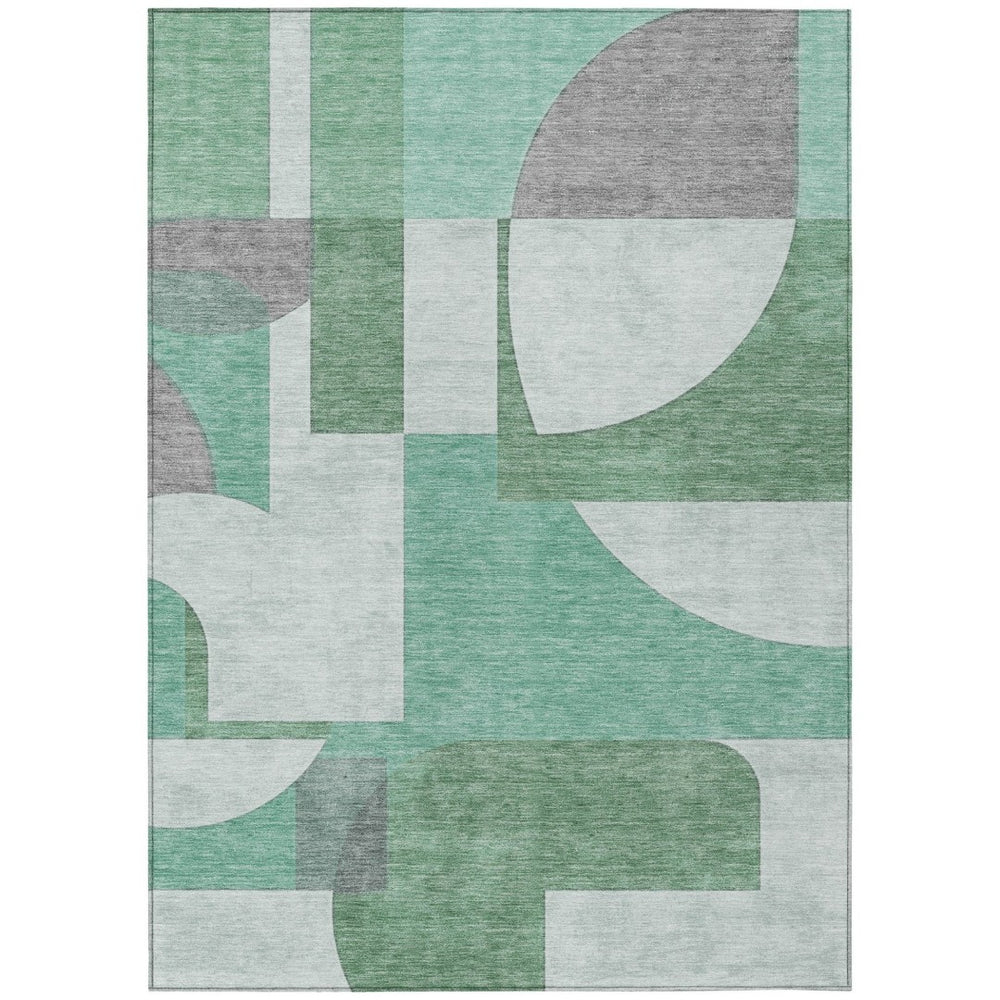 HomeRoots 5' Stylish Green Sage and Gray Geometric Indoor Outdoor Area Rug for Modern Homes and Patios 10' X 14' 617913
