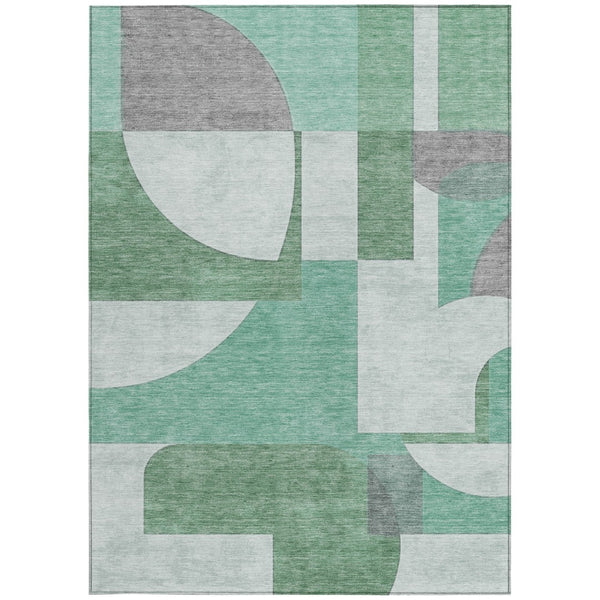 Homeroots 3' Geometric Washable Indoor Outdoor Area Rug - Stylish, Durable & Stain Resistant For Any Space Green Polyester 617913