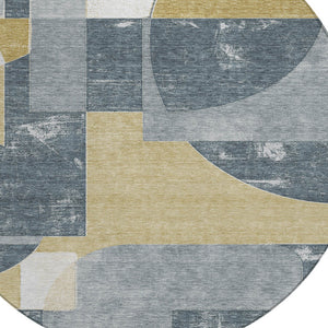 Homeroots 3' Geometric Washable Indoor Outdoor Area Rug - Stylish, Durable & Stain Resistant For Any Space Gray Polyester 617916