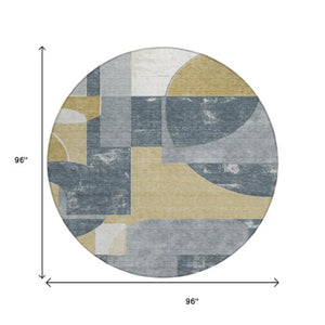 Homeroots 3' Geometric Washable Indoor Outdoor Area Rug - Stylish, Durable & Stain Resistant For Any Space Gray Polyester 617916