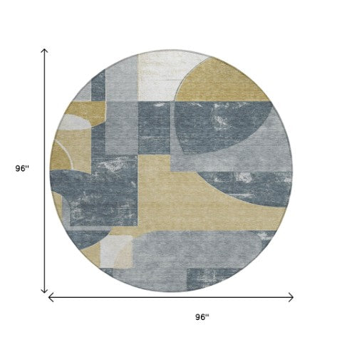 Homeroots 3' Geometric Washable Indoor Outdoor Area Rug - Stylish, Durable & Stain Resistant For Any Space Gray Polyester 617916