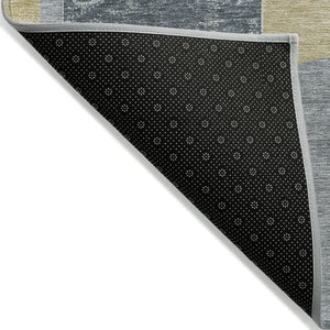 HomeRoots 5' Gray and Gold Geometric Indoor-Outdoor Area Rug - Durable, Washable, Modern Style for Any Space 8' X 10' 617917