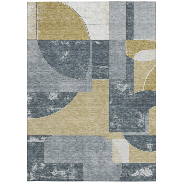Homeroots 3' Geometric Washable Indoor Outdoor Area Rug - Stylish, Durable & Stain Resistant For Any Space Gray Polyester 617918