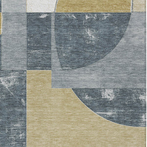 Homeroots 3' Geometric Washable Indoor Outdoor Area Rug - Stylish, Durable & Stain Resistant For Any Space Gray Polyester 617918