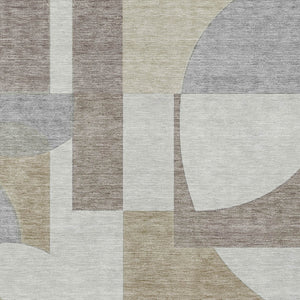 Homeroots 3' Geometric Washable Indoor Outdoor Area Rug - Stylish, Durable & Stain Resistant For Any Space Khaki Polyester 617920