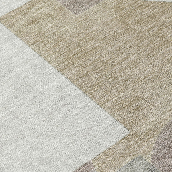 Homeroots 3' Geometric Washable Indoor Outdoor Area Rug - Stylish, Durable & Stain Resistant For Any Space Khaki Polyester 617922