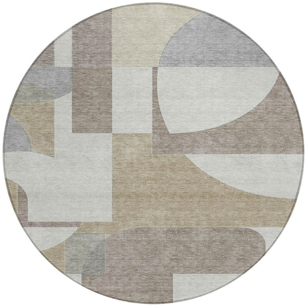Homeroots 3' Geometric Washable Indoor Outdoor Area Rug - Stylish, Durable & Stain Resistant For Any Space Khaki Polyester 617922