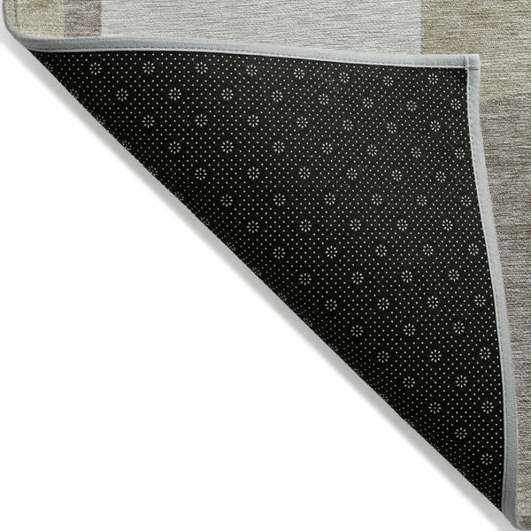 HomeRoots 5' Stylish Khaki and Silver Geometric Area Rug for Indoor/Outdoor Use - Durable, Washable, Versatile 8' X 10' 617923