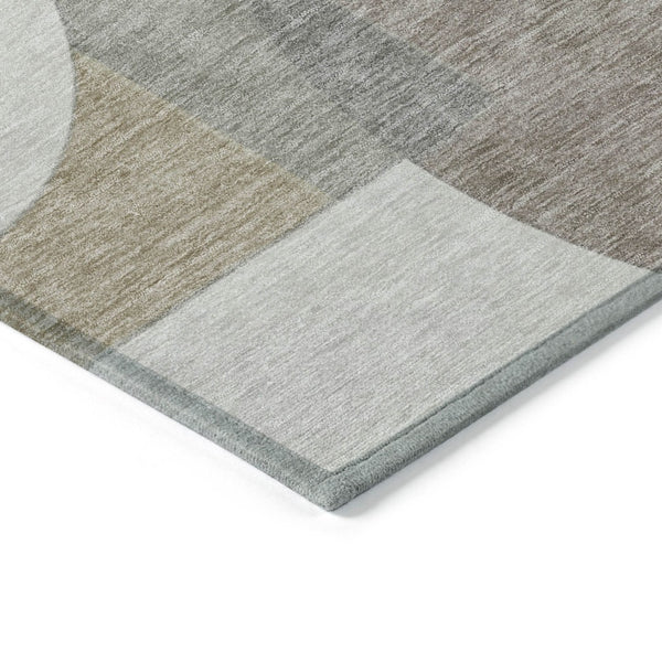 HomeRoots 5' Stylish Khaki and Silver Geometric Area Rug for Indoor/Outdoor Use - Durable, Washable, Versatile 8' X 10' 617923