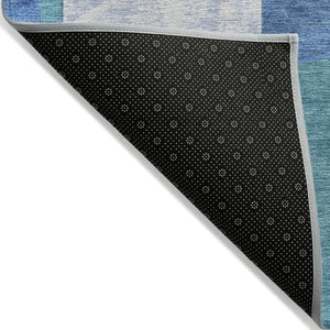 HomeRoots 5' Teal Blue And Ivory Geometric Area Rug – Stylish, Washable, Indoor/Outdoor Comfort for Any Space 10' X 14' 617931