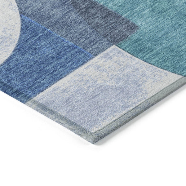 HomeRoots 5' Teal Blue And Ivory Geometric Area Rug – Stylish, Washable, Indoor/Outdoor Comfort for Any Space 10' X 14' 617931