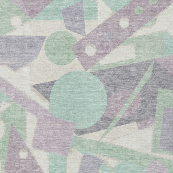 HomeRoots 5' Geometric Indoor Outdoor Area Rug in Lavender, Mint Green & Ivory – Durable, Washable, Stylish Decor 5' X 8' 617939