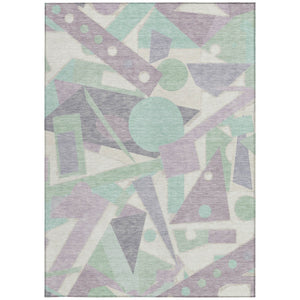 HomeRoots 5' Geometric Indoor Outdoor Area Rug in Lavender, Mint Green & Ivory – Durable, Washable, Stylish Decor 8' X 10' 617941