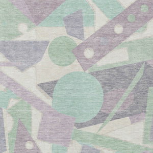 HomeRoots 5' Geometric Indoor Outdoor Area Rug in Lavender, Mint Green & Ivory – Durable, Washable, Stylish Decor 8' X 10' 617941