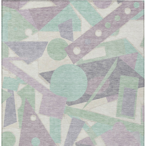 HomeRoots 5' Geometric Indoor Outdoor Area Rug in Lavender, Mint Green & Ivory – Durable, Washable, Stylish Decor 9' X 12' 617942
