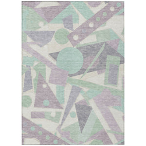 HomeRoots 5' Geometric Indoor Outdoor Area Rug in Lavender, Mint Green & Ivory – Durable, Washable, Stylish Decor 9' X 12' 617942