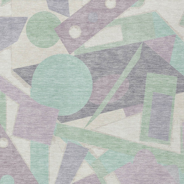 HomeRoots 5' Geometric Indoor Outdoor Area Rug in Lavender, Mint Green & Ivory – Durable, Washable, Stylish Decor 9' X 12' 617942