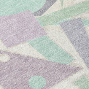 HomeRoots 5' Geometric Indoor Outdoor Area Rug in Lavender, Mint Green & Ivory – Durable, Washable, Stylish Decor 9' X 12' 617942