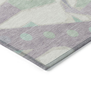 HomeRoots 5' Geometric Indoor Outdoor Area Rug in Lavender, Mint Green & Ivory – Durable, Washable, Stylish Decor 10' X 14' 617943