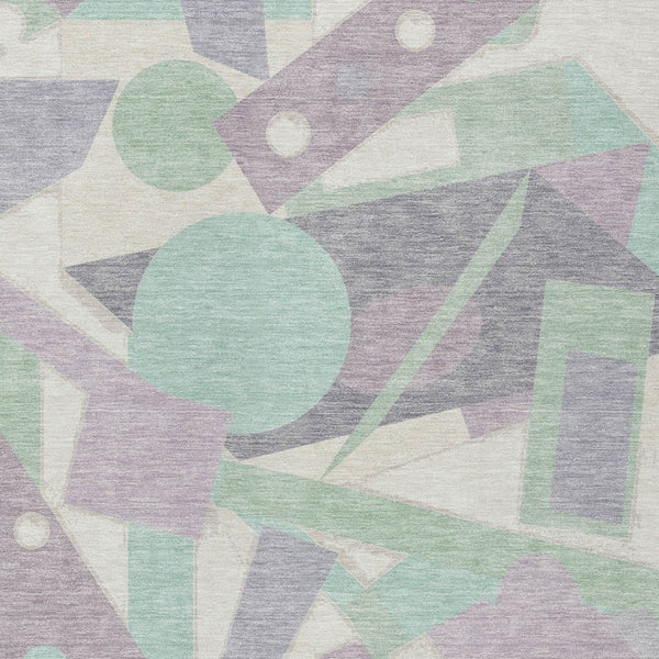 HomeRoots 5' Geometric Indoor Outdoor Area Rug in Lavender, Mint Green & Ivory – Durable, Washable, Stylish Decor 10' X 14' 617943