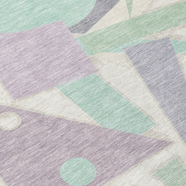 HomeRoots 5' Geometric Indoor Outdoor Area Rug in Lavender, Mint Green & Ivory – Durable, Washable, Stylish Decor 10' X 14' 617943