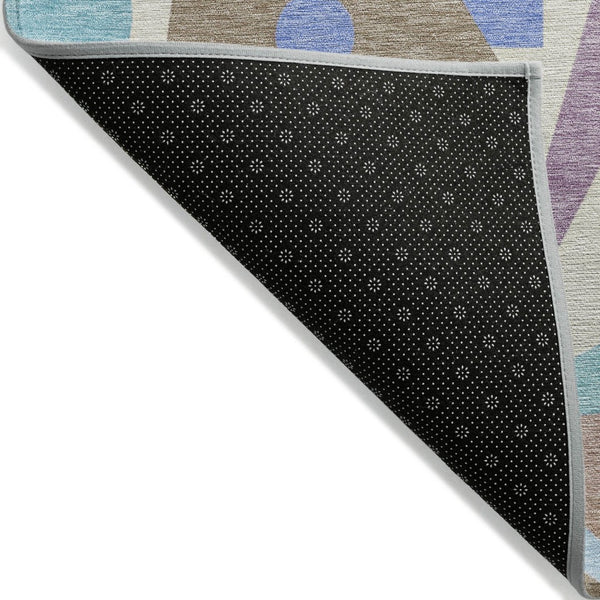 HomeRoots 5' Stylish Geometric Area Rug in Brown, Teal, Blue & Ivory – Washable for Indoor & Outdoor Use 10' X 14' 617955