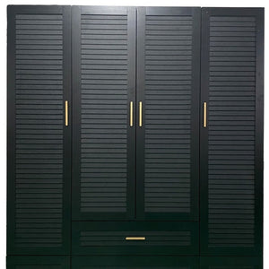HomeRoots 71" Black Plantation Shutter Combo Dresser with Gold Accents - Stylish Storage for Any Room 617964