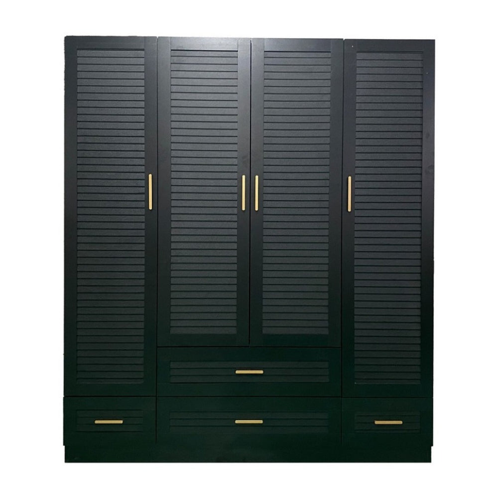 HomeRoots 71" Black Plantation Shutter Combo Dresser with Gold Accents - Stylish Storage for Any Room 617964
