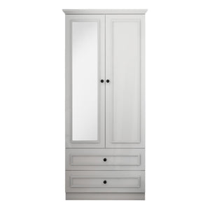 HomeRoots 71" White Wood Mirrored Combo Dresser – Stylish Storage Solution with Two Doors and Drawers! 617965