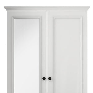 HomeRoots 71" White Wood Mirrored Combo Dresser – Stylish Storage Solution with Two Doors and Drawers! 617965