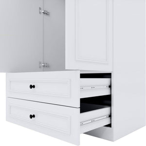 HomeRoots 71" White Wood Mirrored Combo Dresser – Stylish Storage Solution with Two Doors and Drawers! 617965