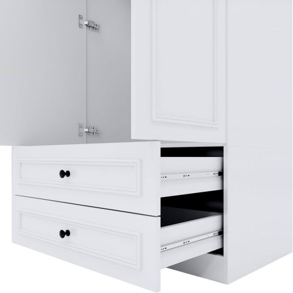 HomeRoots 71" White Wood Mirrored Combo Dresser – Stylish Storage Solution with Two Doors and Drawers! 617965