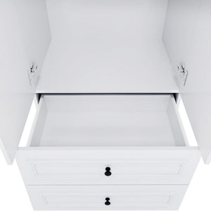 HomeRoots 71" White Wood Mirrored Combo Dresser – Stylish Storage Solution with Two Doors and Drawers! 617965