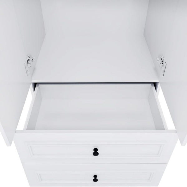 HomeRoots 71" White Wood Mirrored Combo Dresser – Stylish Storage Solution with Two Doors and Drawers! 617965