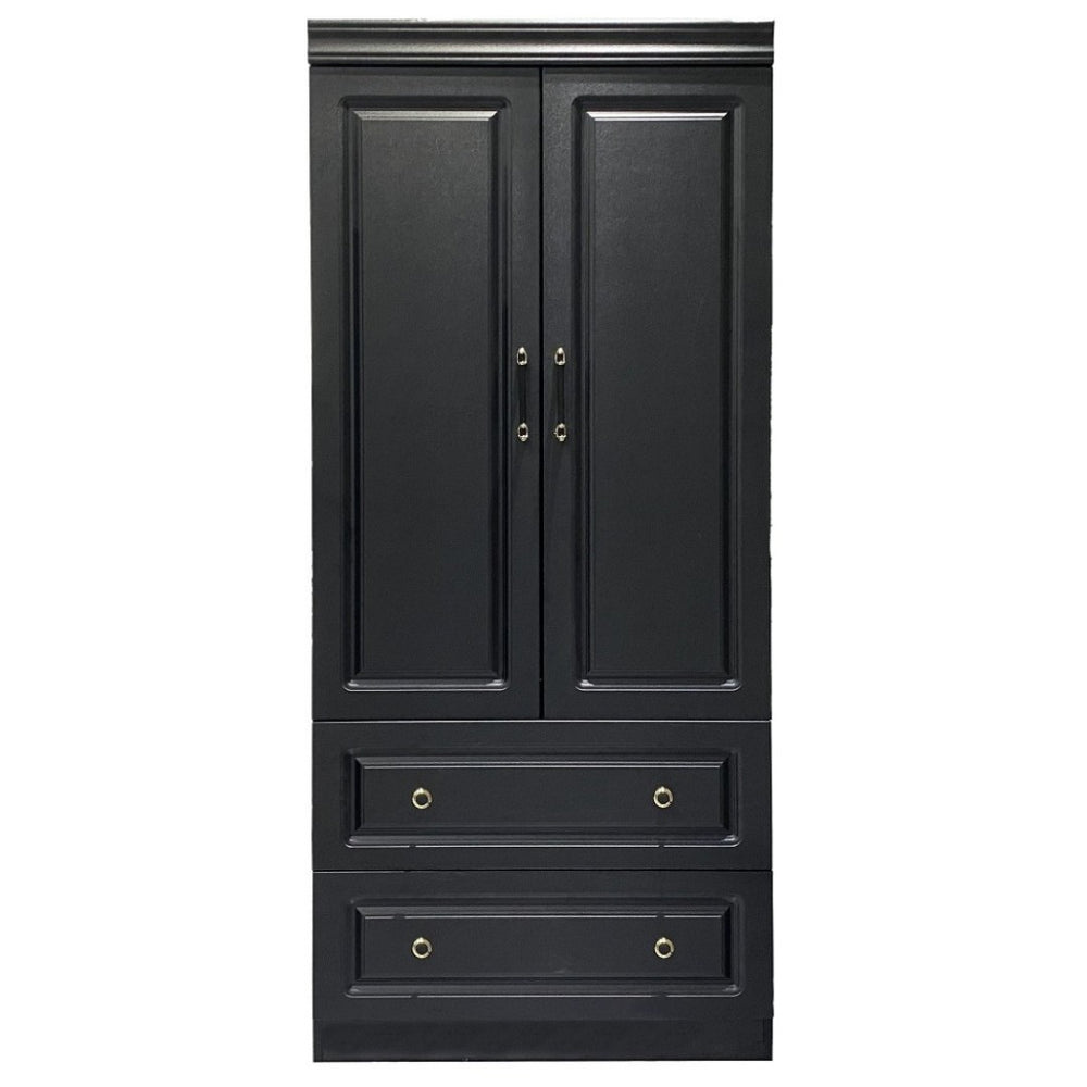 HomeRoots 71" Black Wood Combo Dresser – Modern Two Door & Drawer Storage for Stylish Organization in Any Space 617966