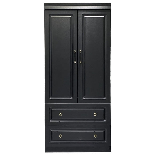 HomeRoots 71" Black Wood Combo Dresser – Modern Two Door & Drawer Storage for Stylish Organization in Any Space 617966