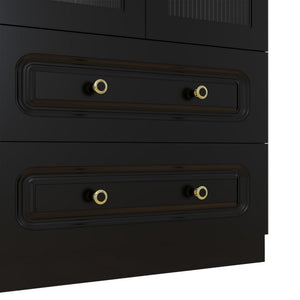 HomeRoots 71" Black Wood Combo Dresser – Modern Two Door & Drawer Storage for Stylish Organization in Any Space 617966