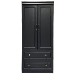 HomeRoots 71" Black Wood Combo Dresser – Modern Two Door & Drawer Storage for Stylish Organization in Any Space 617966