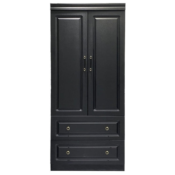 HomeRoots 71" Black Wood Combo Dresser – Modern Two Door & Drawer Storage for Stylish Organization in Any Space 617966