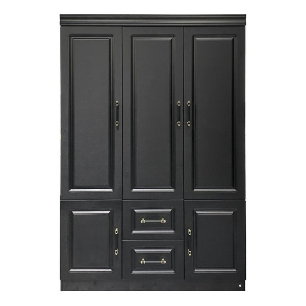 HomeRoots 71" Modern Black Wood Combo Dresser - 5 Doors & 2 Drawers for Stylish Bedroom Storage Solutions 617967