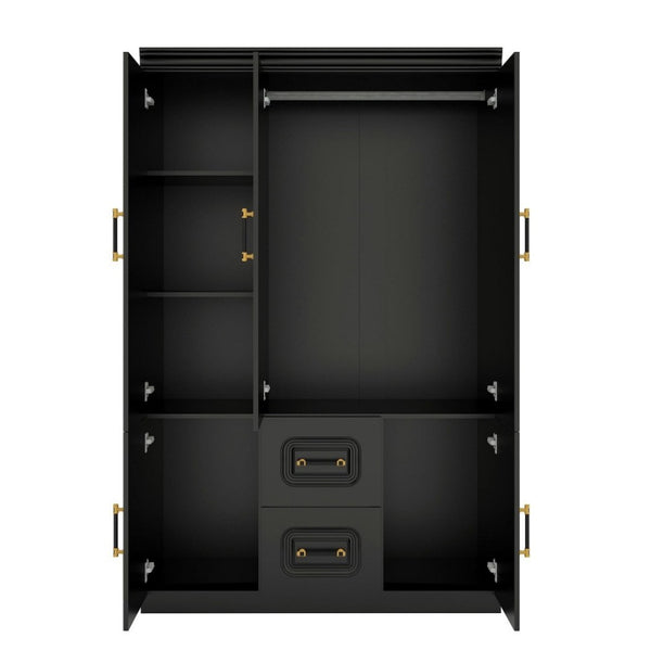 HomeRoots 71" Modern Black Wood Combo Dresser - 5 Doors & 2 Drawers for Stylish Bedroom Storage Solutions 617967