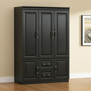 HomeRoots 71" Modern Black Wood Combo Dresser - 5 Doors & 2 Drawers for Stylish Bedroom Storage Solutions 617967