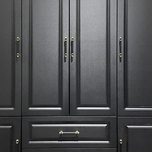 HomeRoots 71" Black Wood Multi-Purpose Storage Combo Dresser with Six Doors & Two Drawers for Versatile Organization 617968