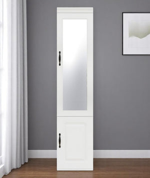 HomeRoots 71" White Wood Mirrored Two-Door Combo Dresser - Modern Storage Solution with Full-Length Mirror & Shelves 617969